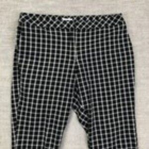 J Jill Premium Bi Stretch Pants 14P Petite 32 Black Plaid Crop Ankle Trouser